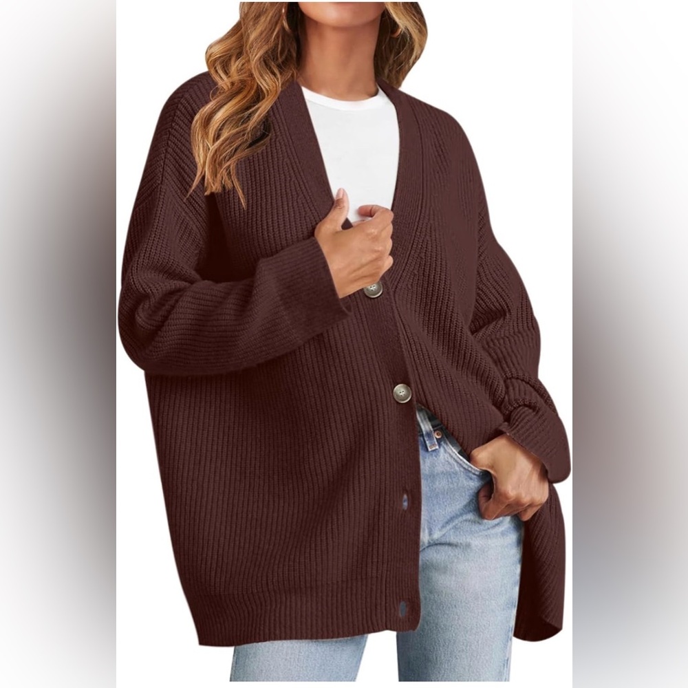 NWT Merokeety Brown Oversized Soft Cardigan Sweater Size L